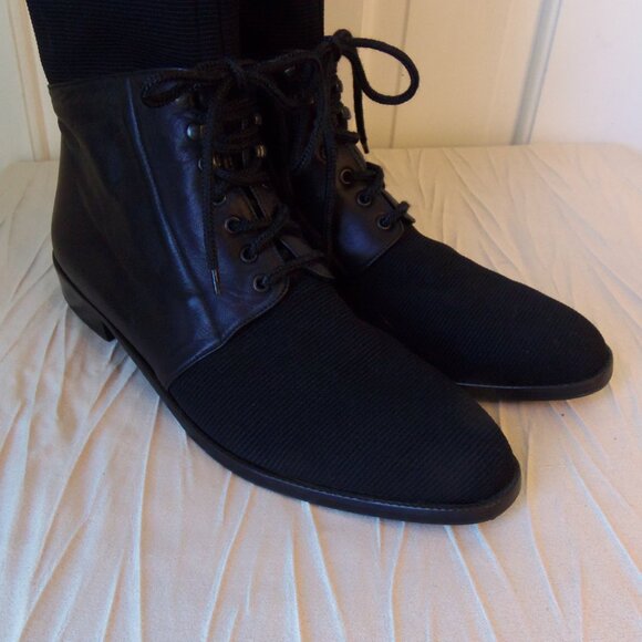 Stuart Weitzman Tall Leather and Gore Tex Black Boots With Lacing sz 8.5 - Picture 4 of 14